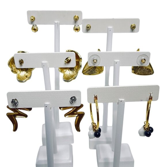 Lot Of 6 Gold Tone Pierced Earrings In Mixed Styles (5860) - Picture 9 of 9